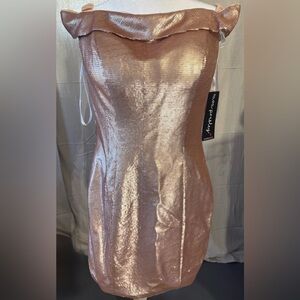 Off-Shoulder Rose Gold Sequin Strapless Cocktail Dress Ava Presley 14
